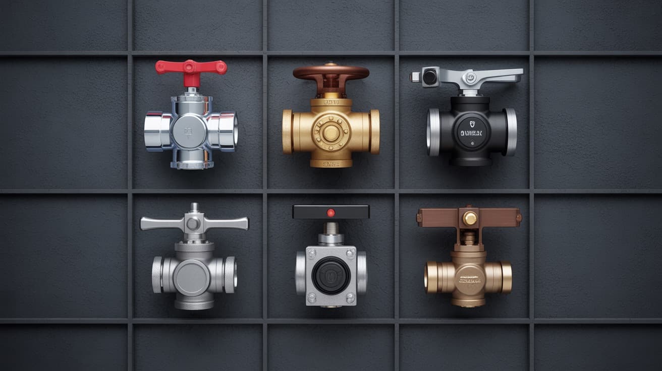 Diferentes tipos de válvulas industriales: solenoide, bola, mariposa, compuerta