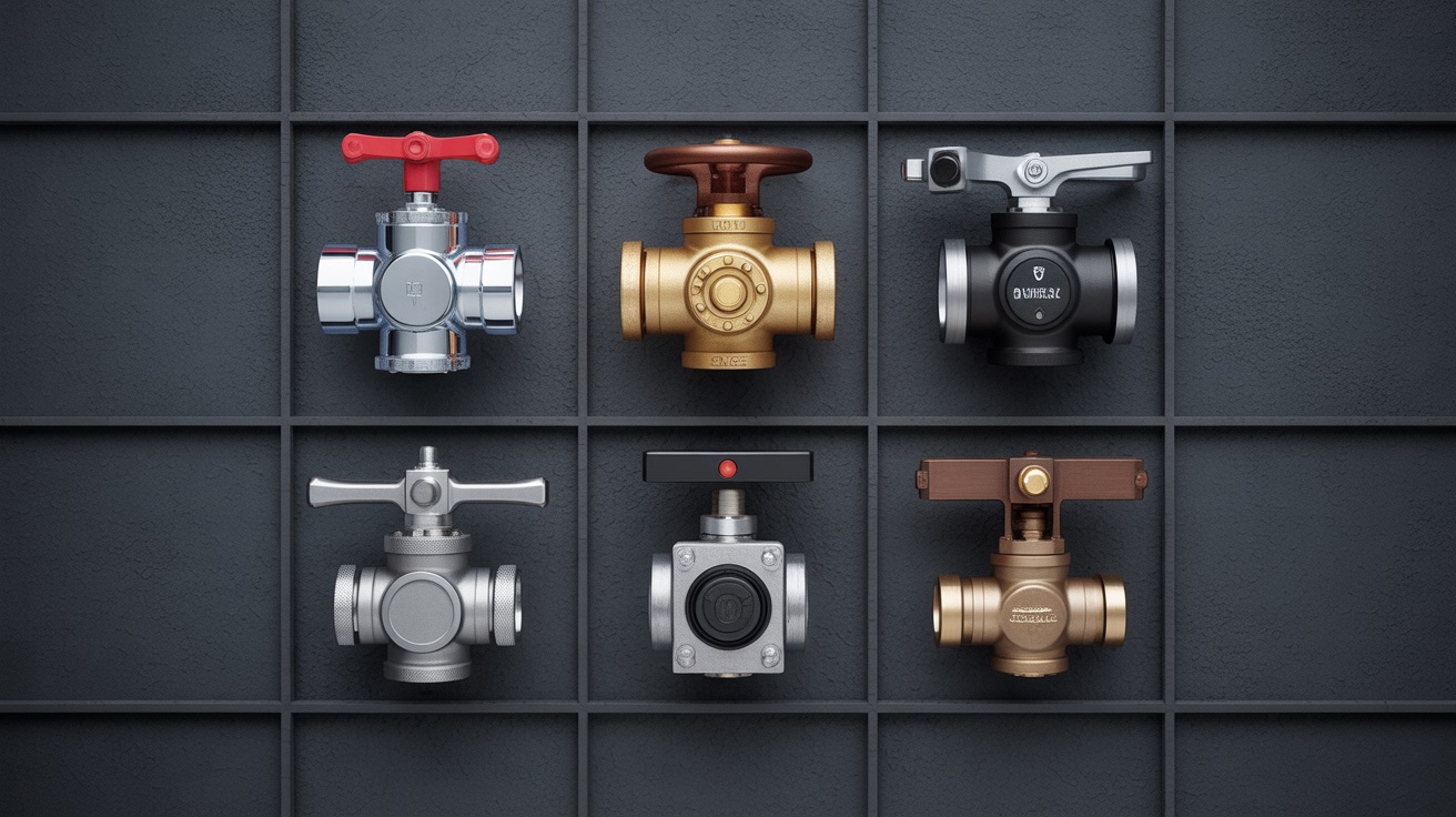 Diferentes tipos de válvulas industriales: solenoide, bola, mariposa, compuerta